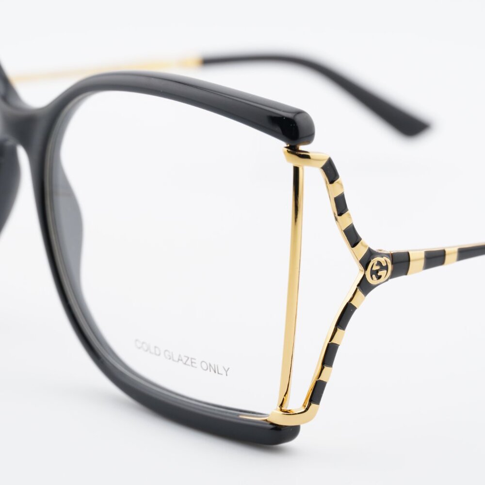 Gucci GG0592O 001 Eyeglasses Black/Gold 60mm Butterfly Frame - Picture 3 of 11
